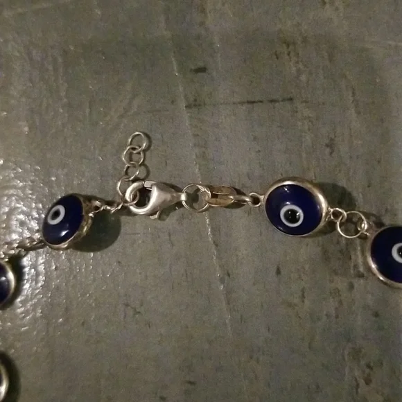 Sterling Silver Evil Eye Bracelet - Picture 2 of 4